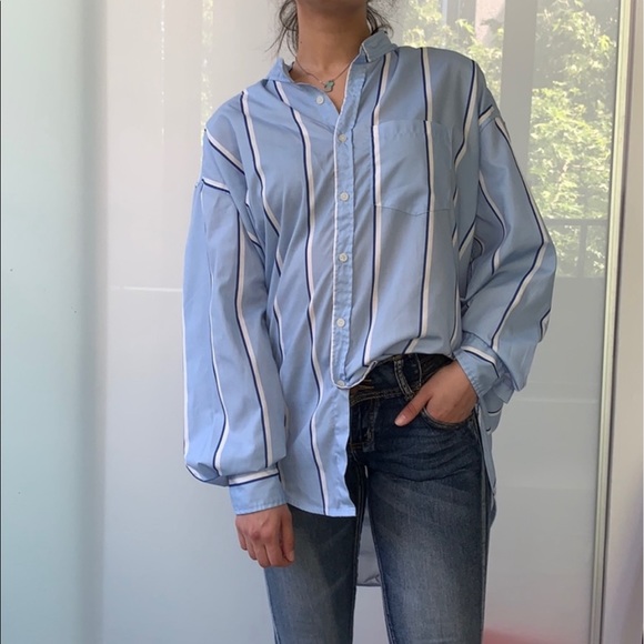 📌BALENCIAGA Oversized Striped Cotton Shirt - Picture 1 of 8